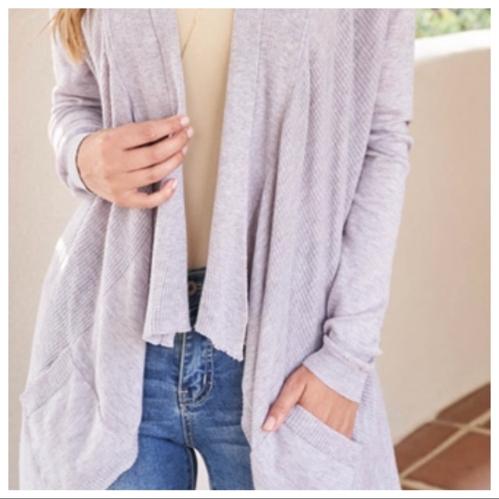 Long Sleeve, Ribbed Knit Open Cardigan - Picture 10 of 10